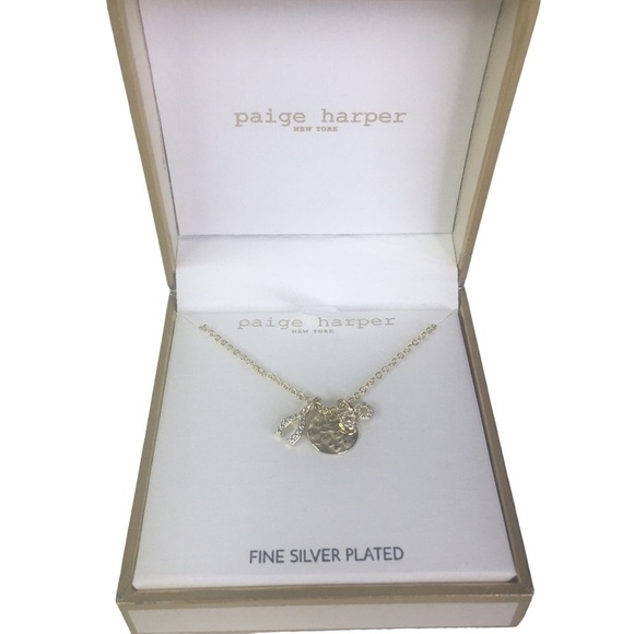 NEW PAIGE HARPER Gold Tone Fine Silver Plated Charms Chain Necklace Infinity - Picture 1 of 3